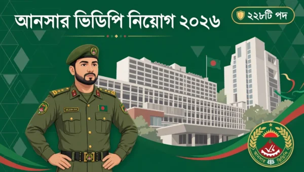 বাংলাদেশ আনসার ভিডিপি নিয়োগ ২০২৬: ২২৮ পদের বিজ্ঞপ্তি, আবেদন শেষ ২৯ অক্টোবর 1 বাংলাদেশ আনসার ভিডিপি নিয়োগ ২০২৬ — ২২৮টি পদে সরকারি চাকরির বিজ্ঞপ্তির ফিচার্ড গ্রাফিক