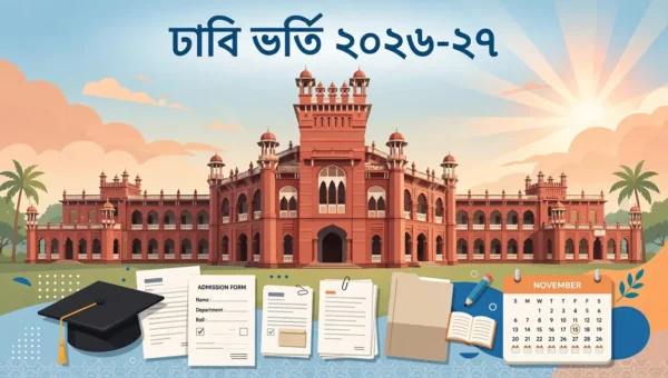ঢাকা বিশ্ববিদ্যালয় ভর্তি ২০২৬-২৭: আবেদন ১১ নভেম্বর থেকে — ইউনিট, যোগ্যতা, পরীক্ষার তারিখ 1 ঢাকা বিশ্ববিদ্যালয়ের কার্জন হলের ইলাস্ট্রেশনসহ ঢাবি ভর্তি ২০২৬-২৭ শিরোনামের ব্লগ গ্রাফিক
