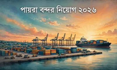 পায়রা বন্দর কর্তৃপক্ষ নিয়োগ ২০২৬: ৫৮ পদে আবেদন চলছে, শেষ ২৯ অক্টোবর 7 পায়রা বন্দর কর্তৃপক্ষ নিয়োগ ২০২৬ — বন্দরে কনটেইনার জাহাজ ও ক্রেনের চিত্র।